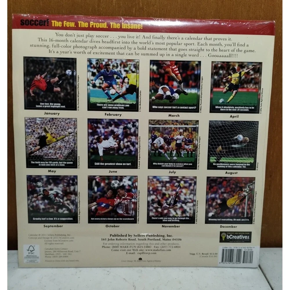 SOCCER- 2012 & 2013 Wall Calendars - Brand New & Sealed 16 Month